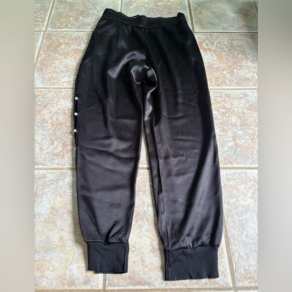 Alice + Olivia Black Track Pants with Side Buttons - Picture 2 of 6